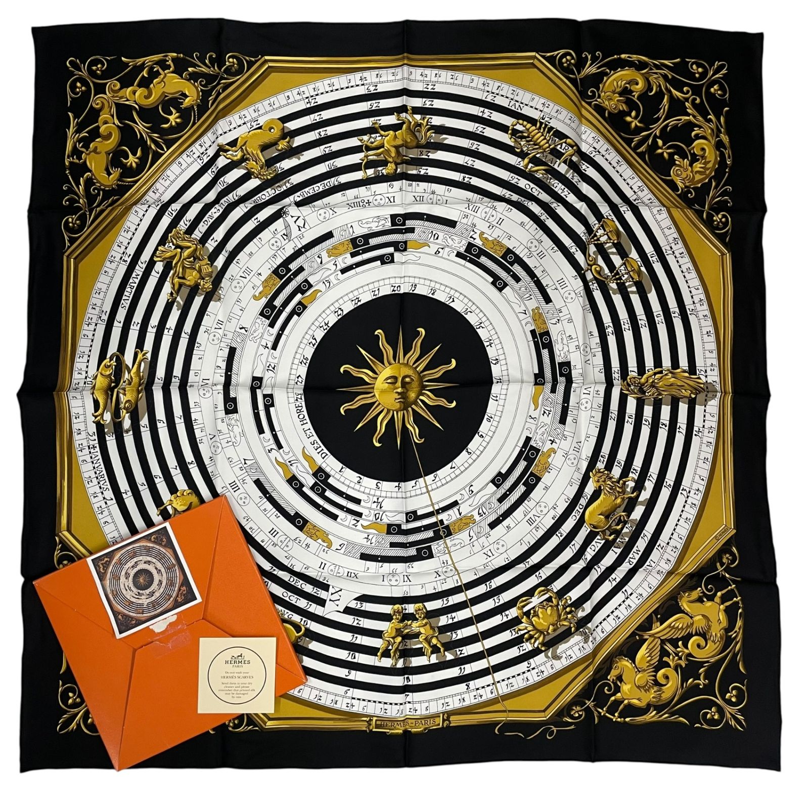 未使用品 HERMES エルメス スカーフ シルク カレ90 DIES ET HORE