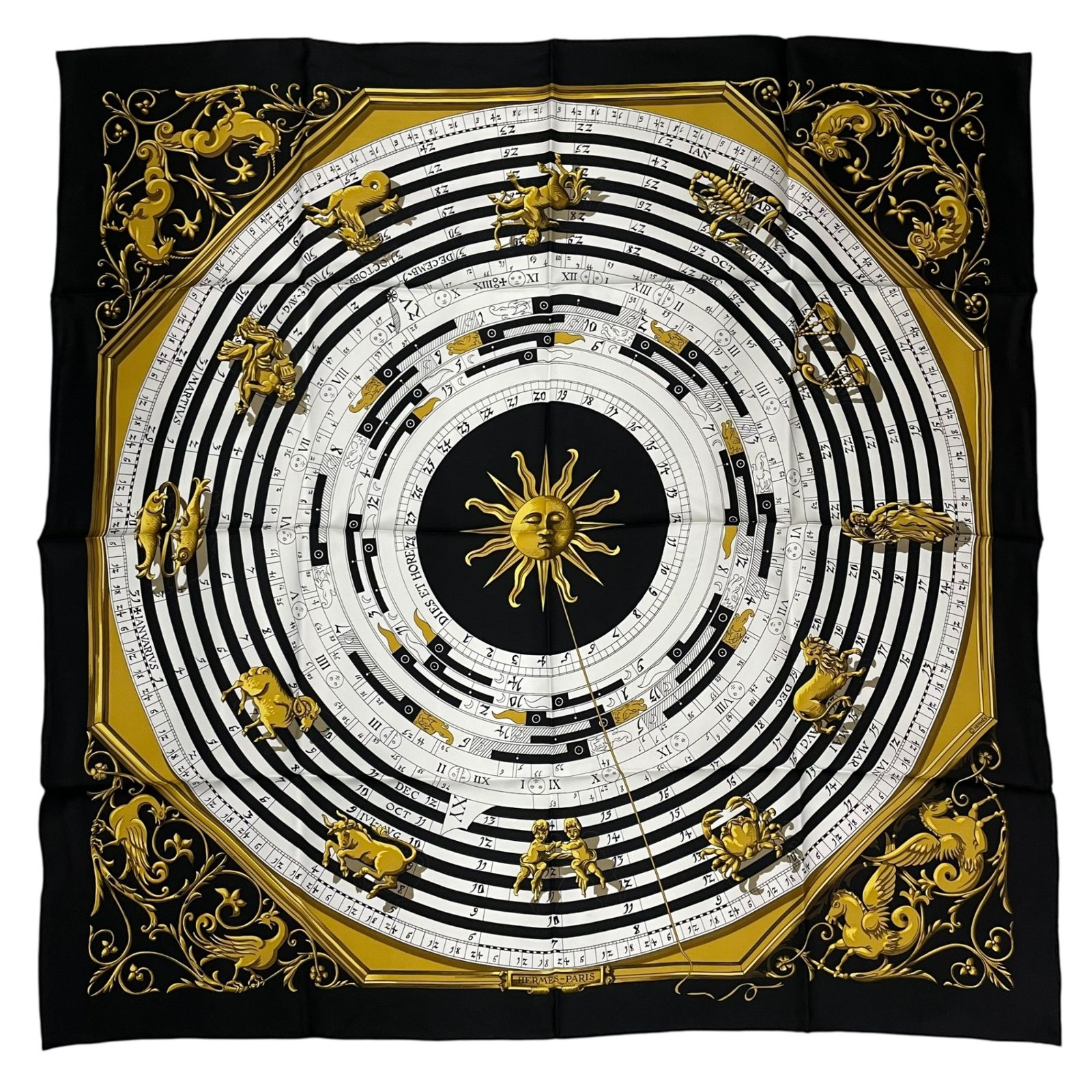 未使用品 HERMES エルメス スカーフ シルク カレ90 DIES ET HORE