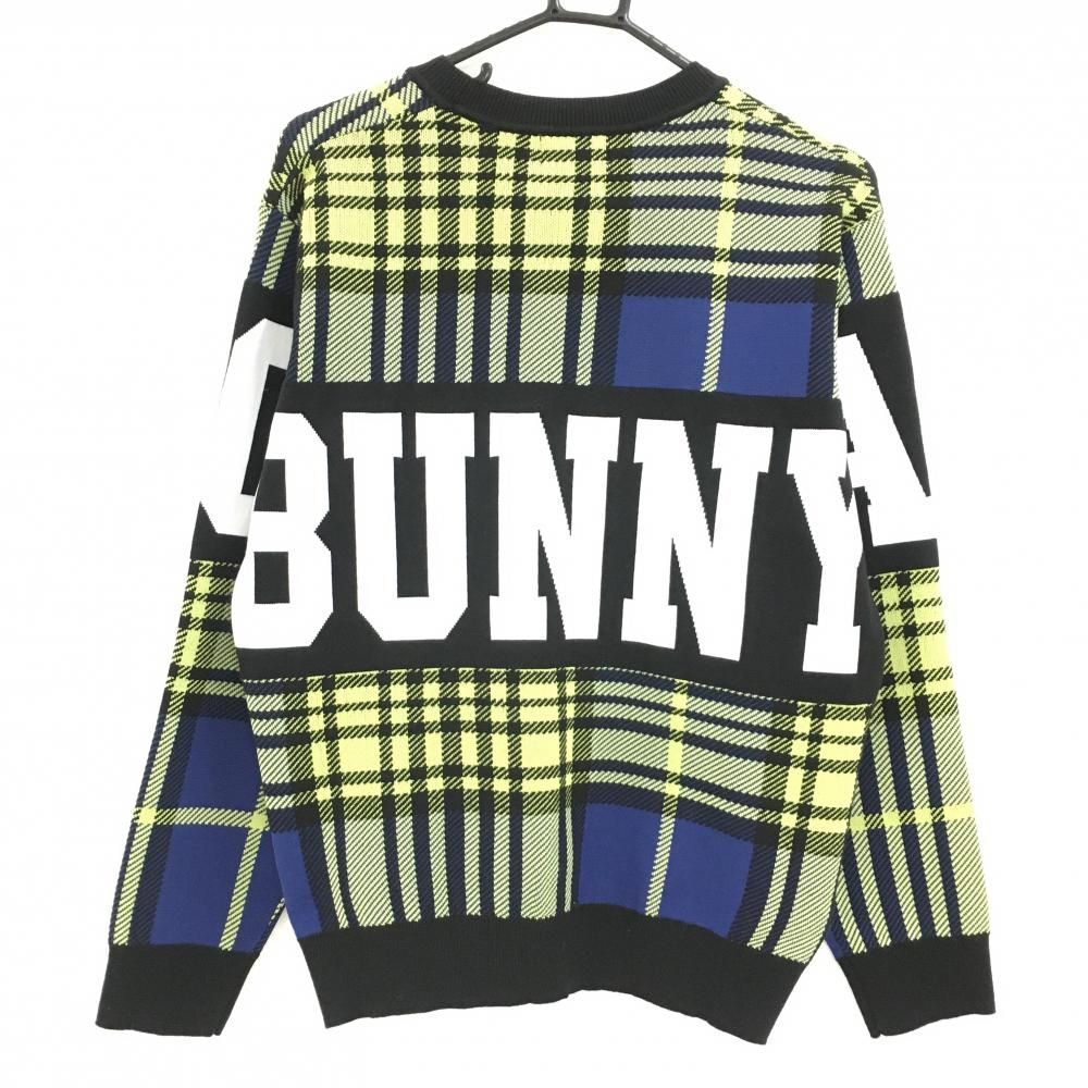 新品】ジャックバニー セーター ネイビー×イエロー×白 チェック ロゴ
