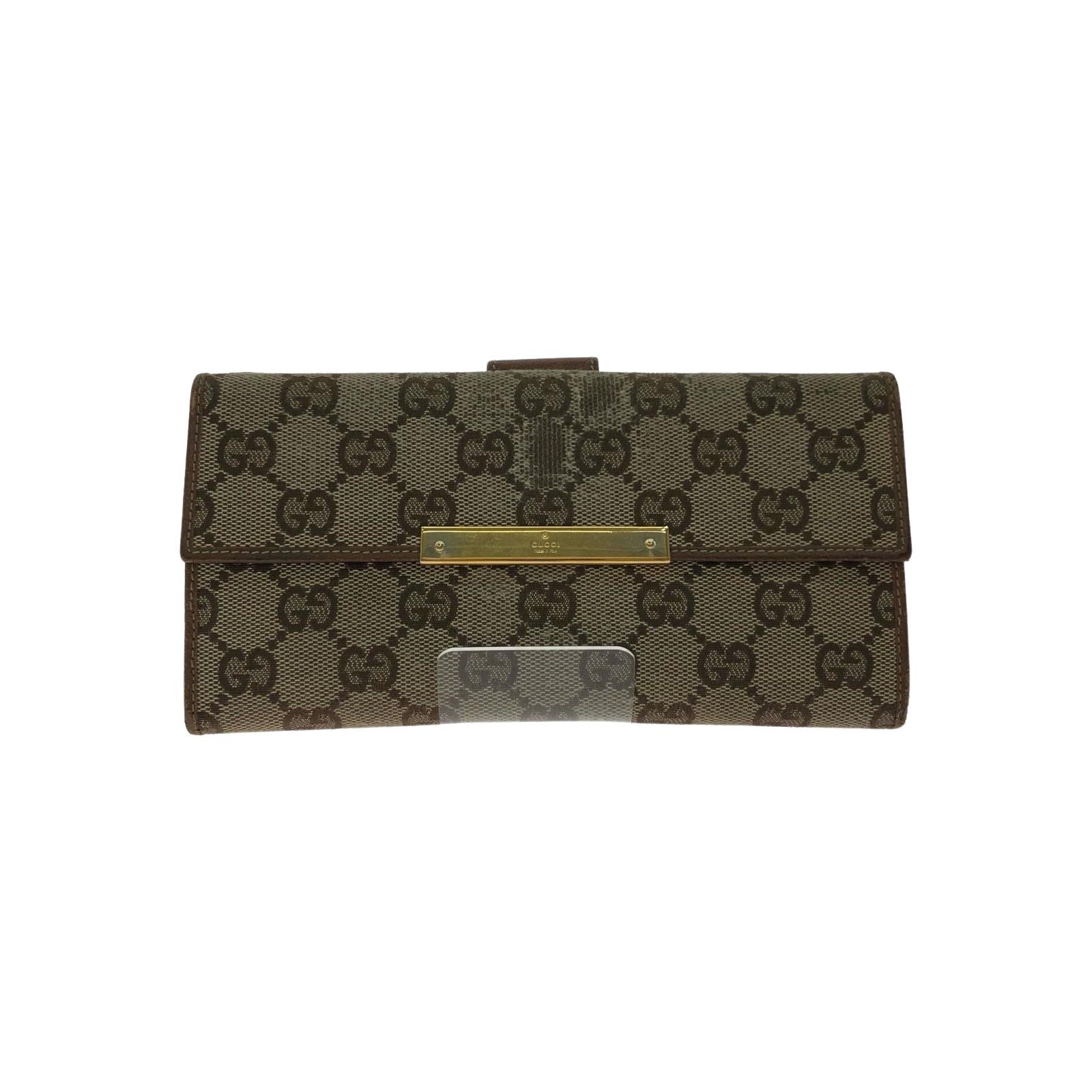 ▽▽GUCCI グッチ レディース 二つ折り長財布 GGキャンバス Wホック