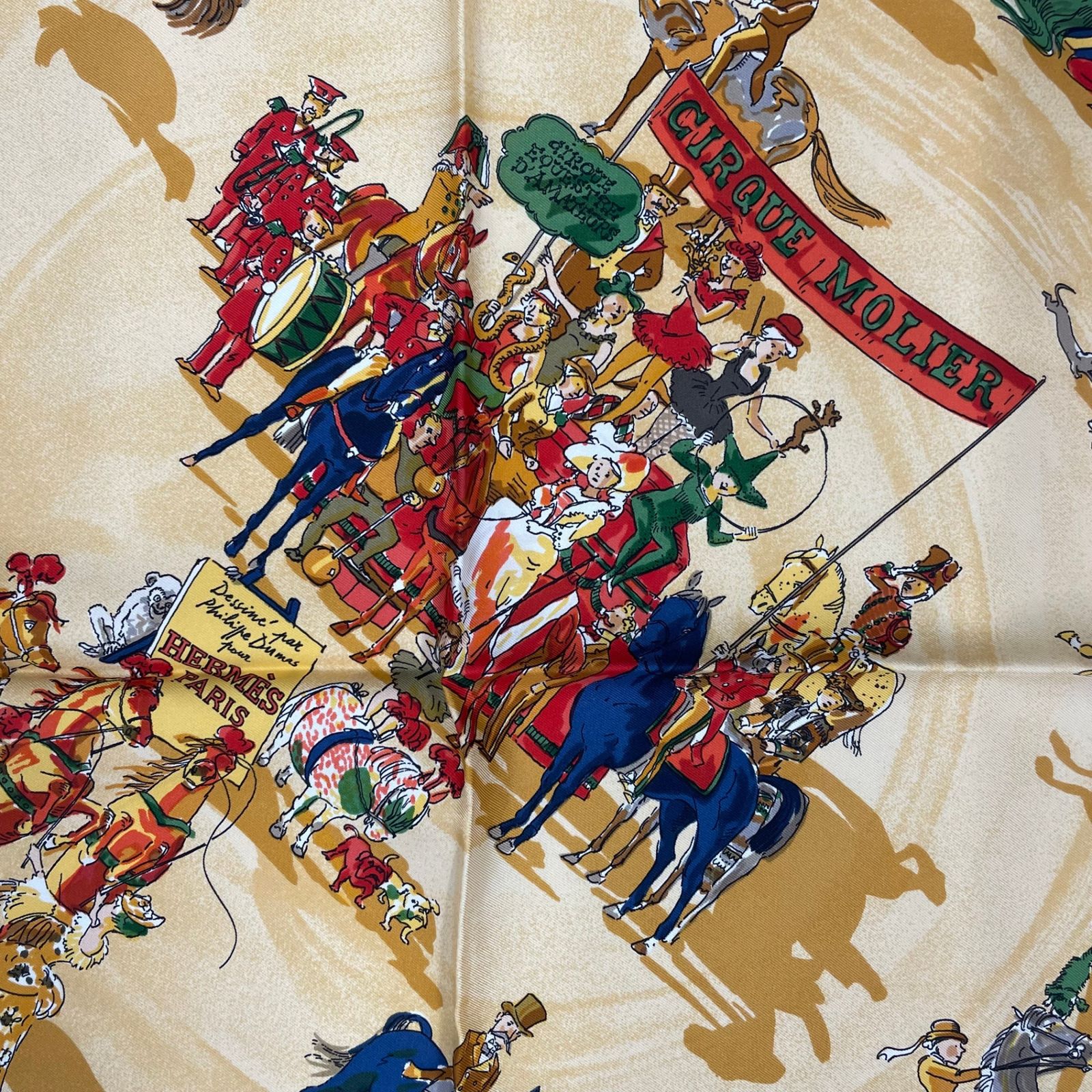 美品 HERMES エルメス スカーフ シルク カレ90 CIRQUE MOLIER モリエ