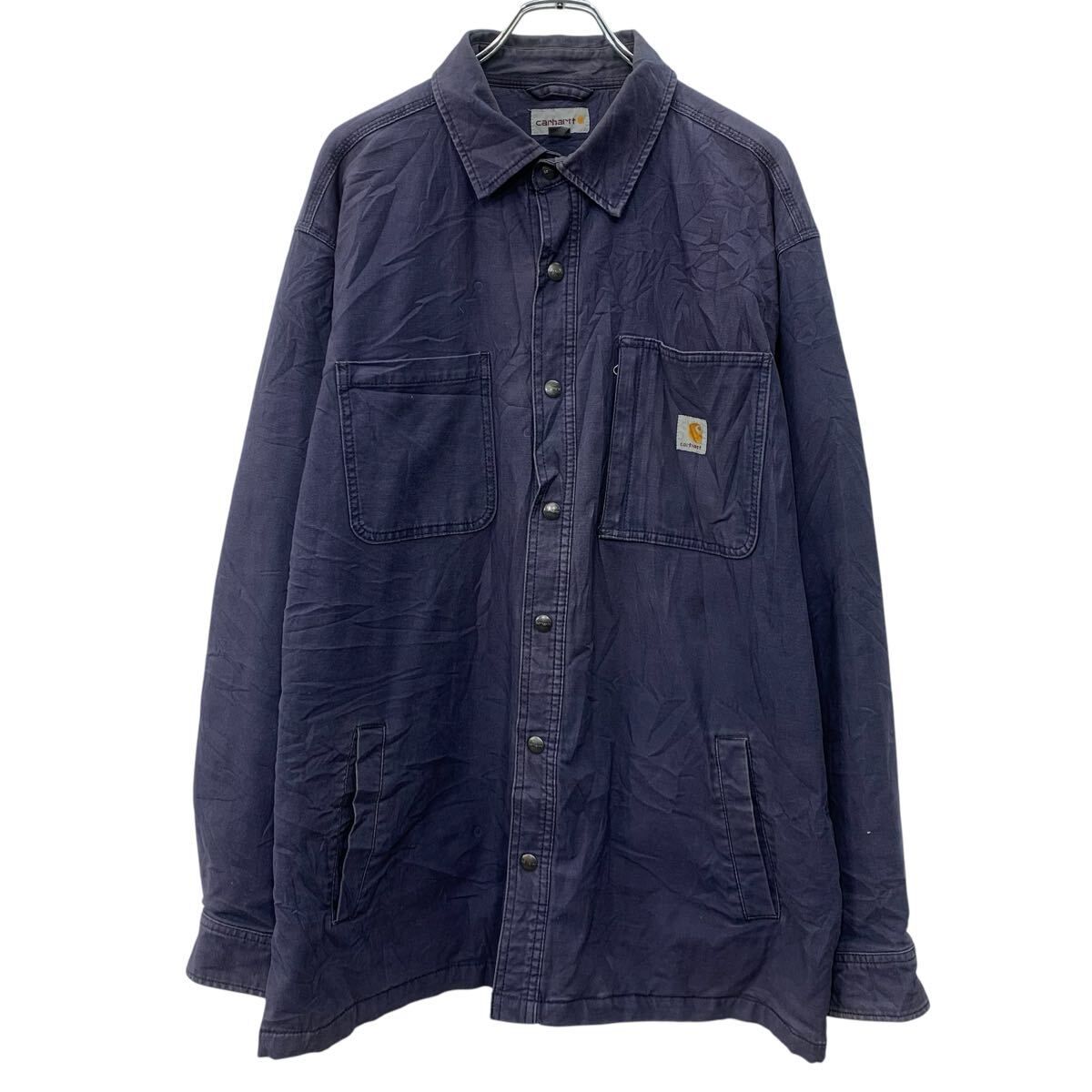 carhartt シャツジャケット XL ネイビー カーハート スナップボタン 胸