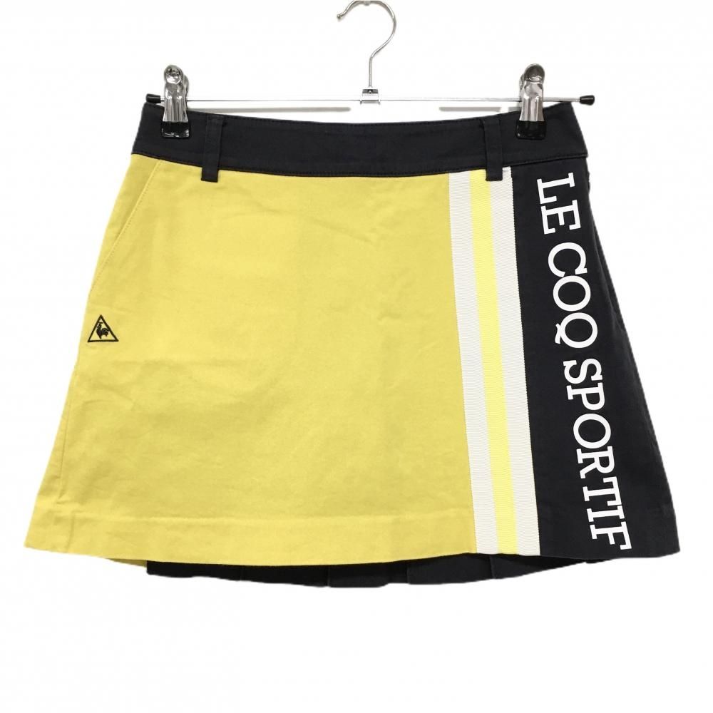 ルコックゴルフ スカート イエロー×黒系 後ろプリーツ 韓国モデル