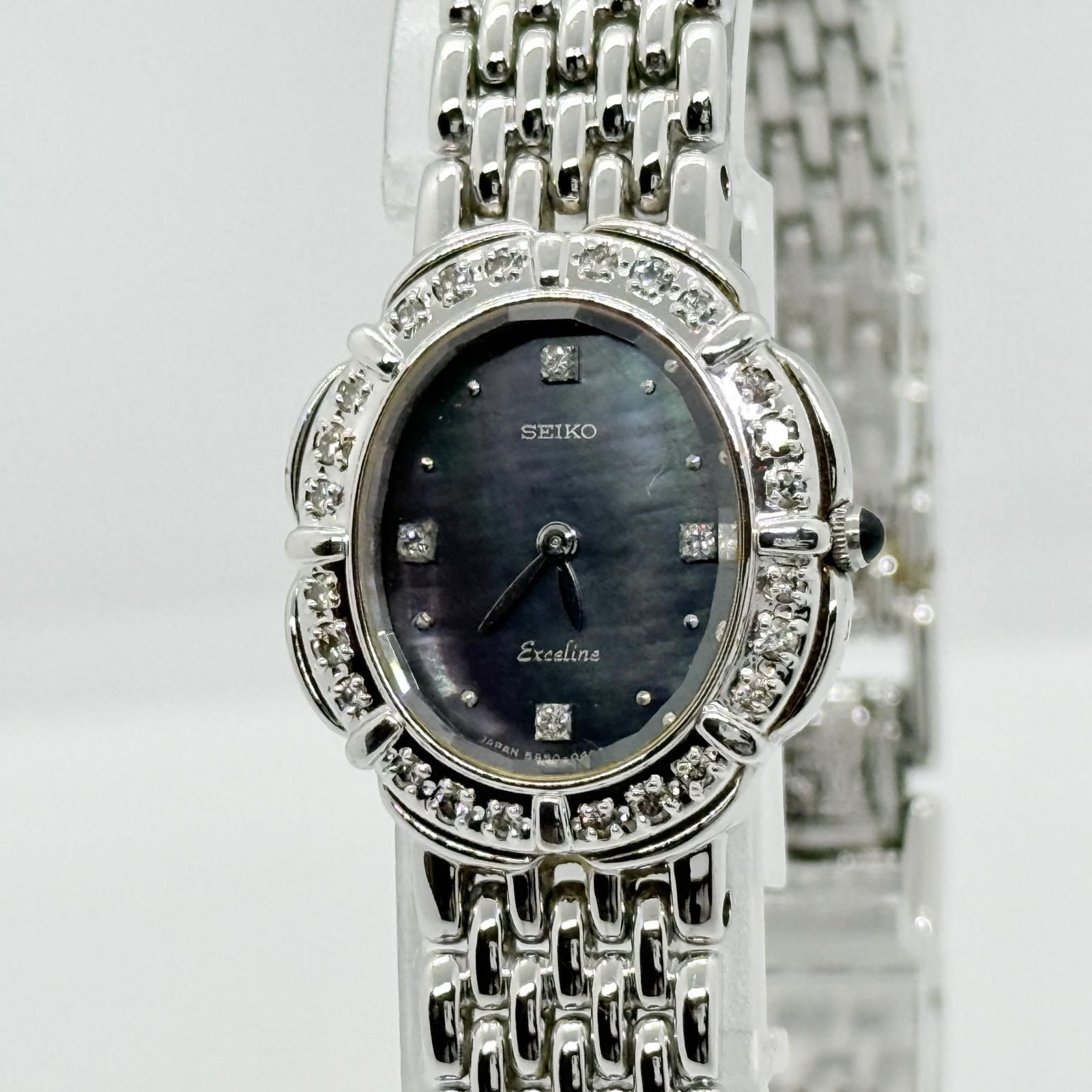 SEIKO セイコー エクセリーヌ 5A50-5190 QZ レディース ダイヤベゼル