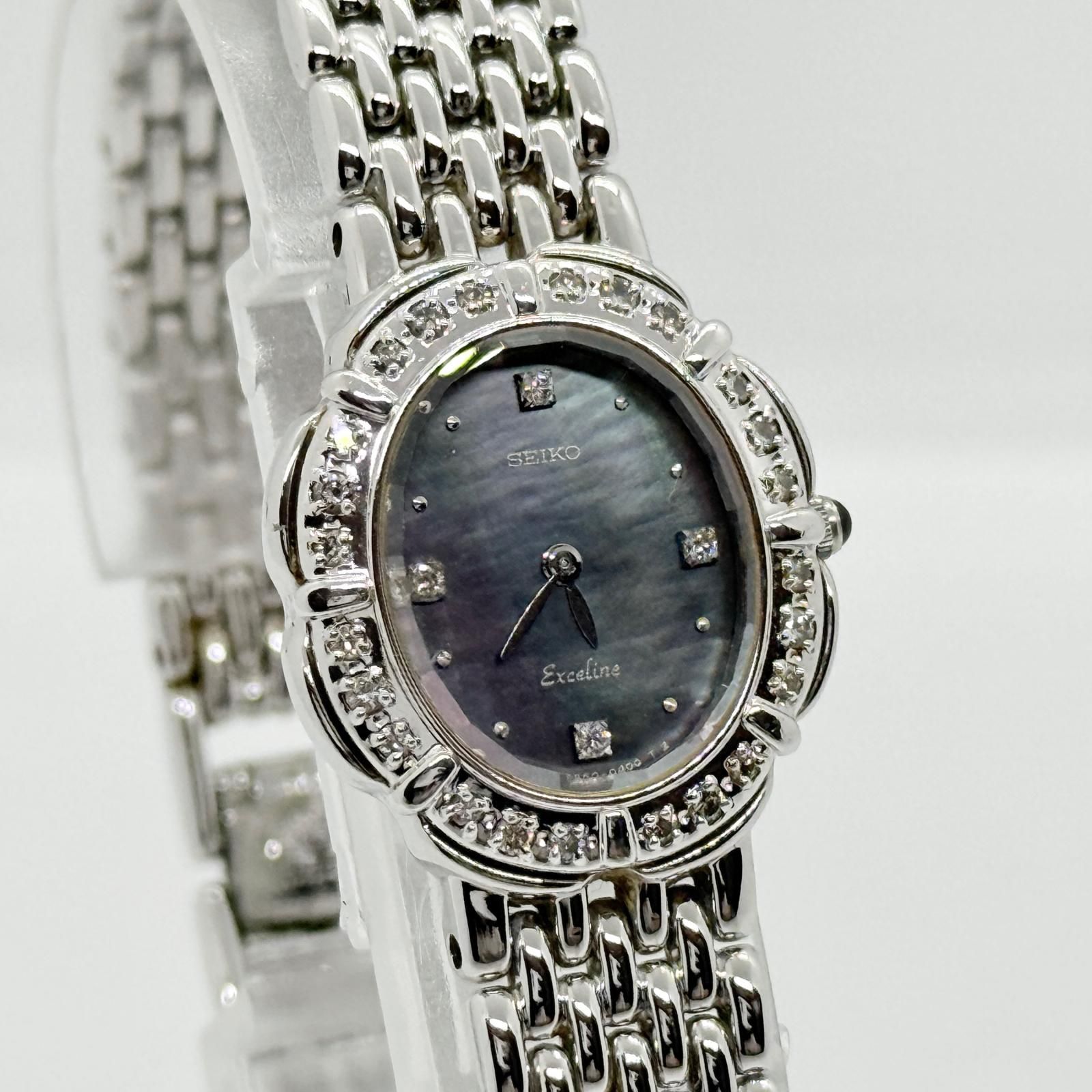 SEIKO セイコー エクセリーヌ 5A50-5190 QZ レディース ダイヤベゼル
