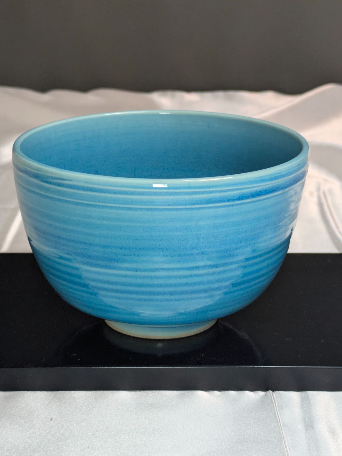 平安 叶松谷 松谷窯 浅黄交趾荒磯茶碗 交趾焼 抹茶碗 共箱 無傷 茶道具