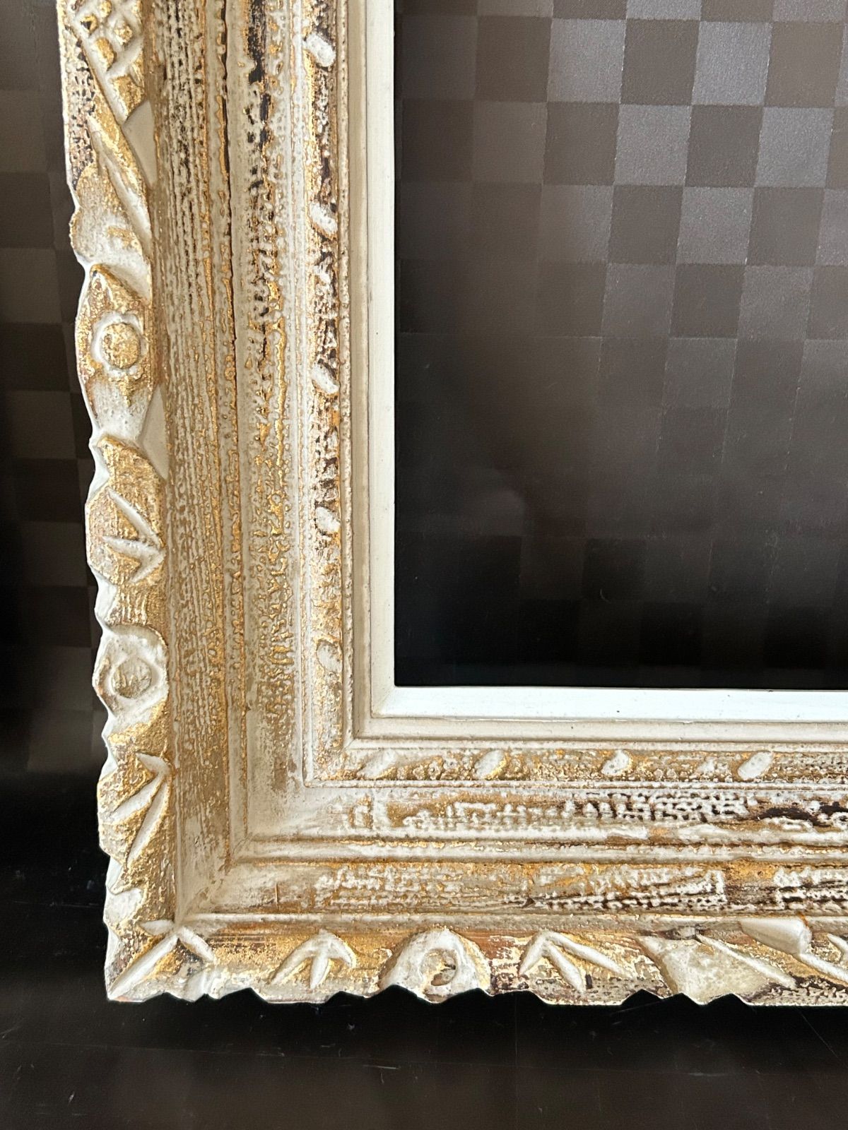 アートフレーム 額縁 空額 F6号 木製 茶金 ビンテージ レトロ 薄型