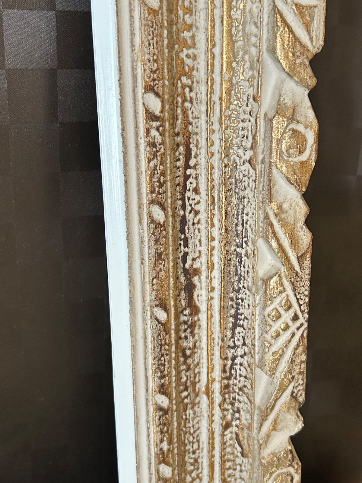 アートフレーム 額縁 空額 F6号 木製 茶金 ビンテージ レトロ 薄型