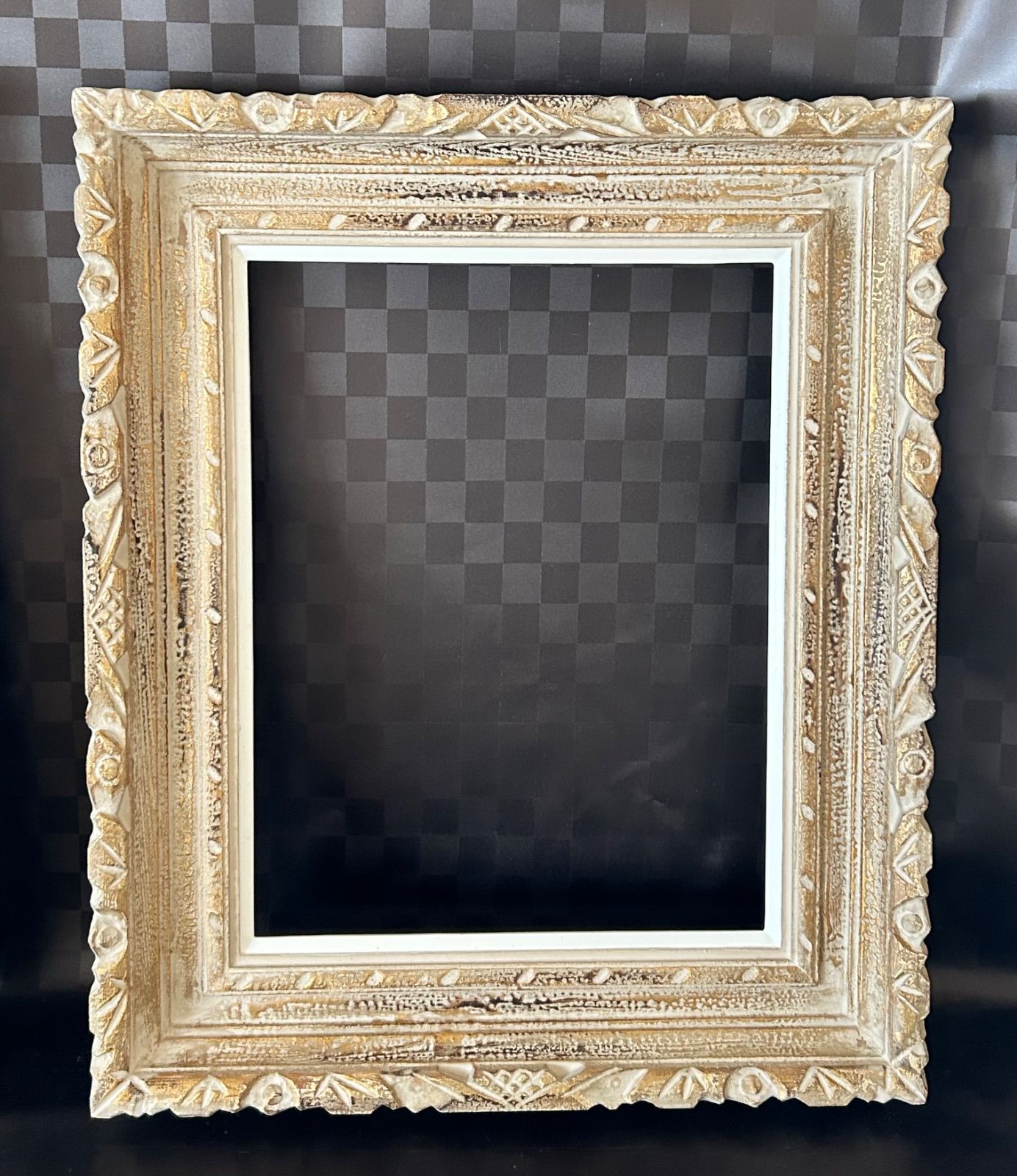 アートフレーム 額縁 空額 F6号 木製 茶金 ビンテージ レトロ 薄型