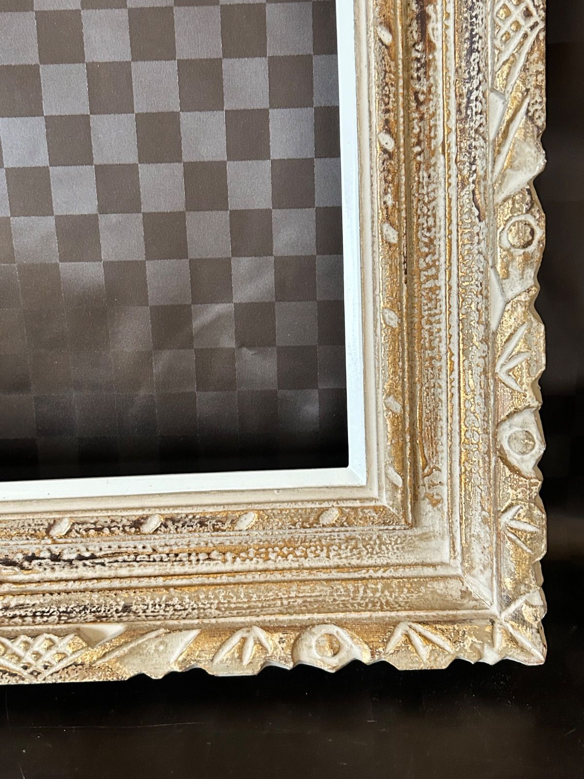 アートフレーム 額縁 空額 F6号 木製 茶金 ビンテージ レトロ 薄型