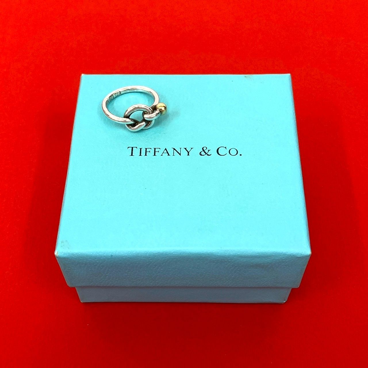 極 美品 TIFFANY&Co. ティファニー ラブノット リング シルバー925 K18