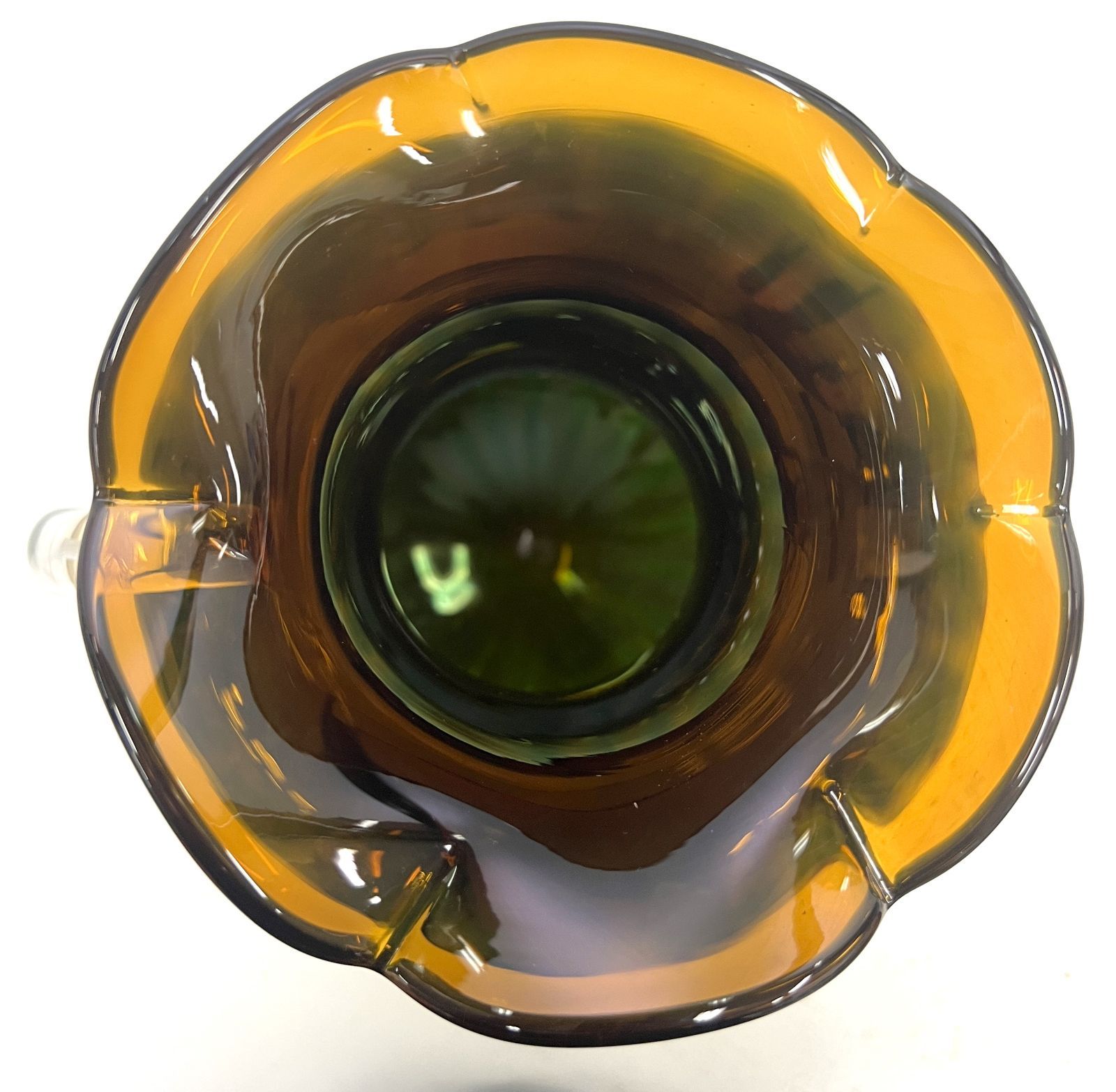 北一硝子】 フラワーベース グリーン・レッド 大きい花瓶 【レトロ