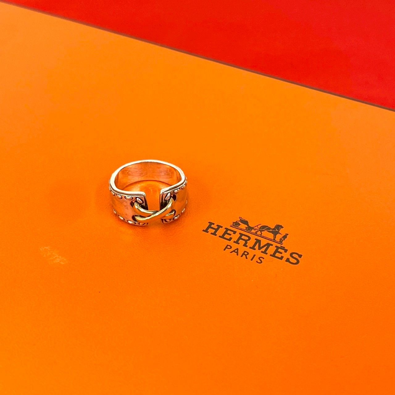 極 美品 HERMES エルメス メキシコ リング シルバー925 K18イエロー 