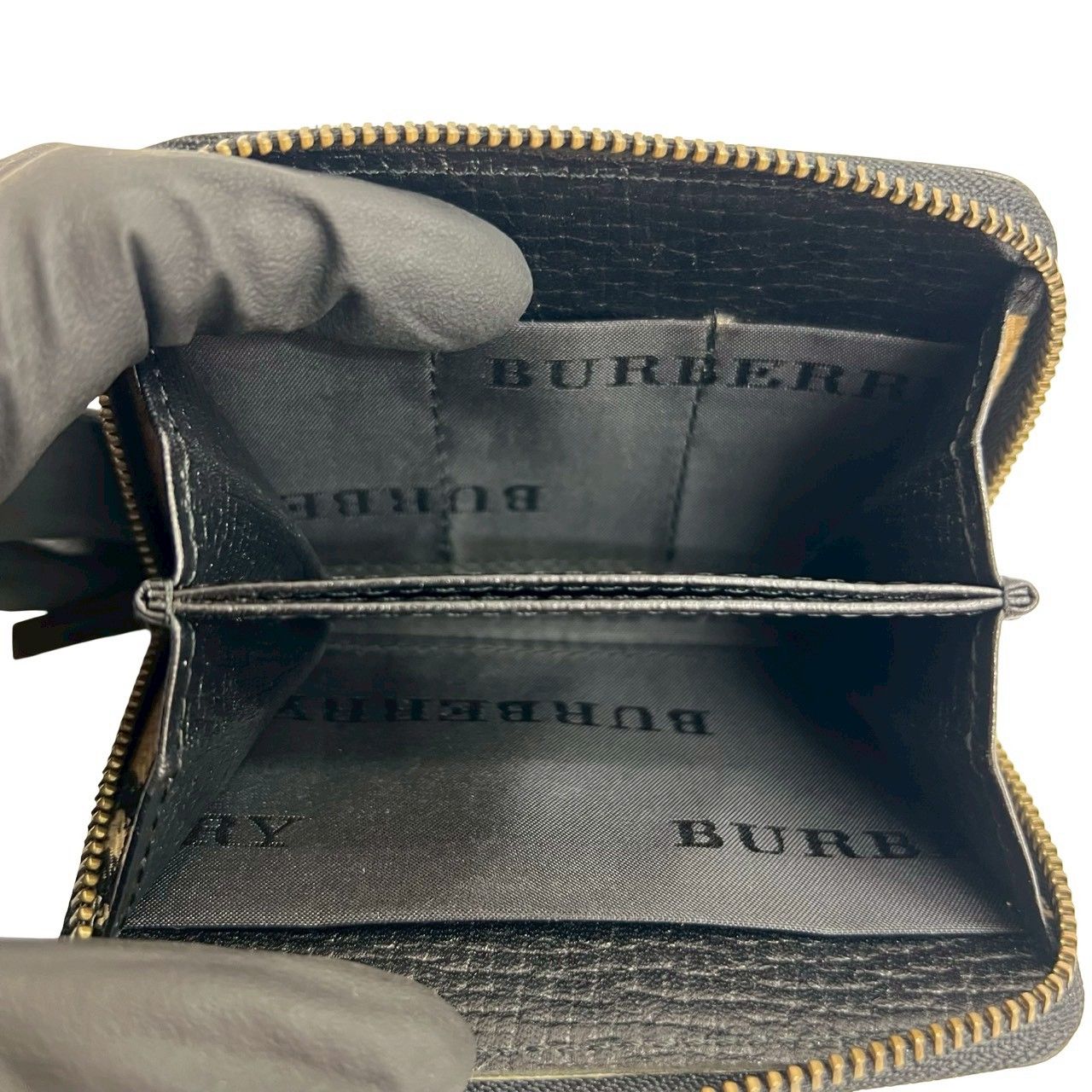 極 美品 BURBERRY バーバリー ノバチェック ロゴ 刻印 レザー 本革