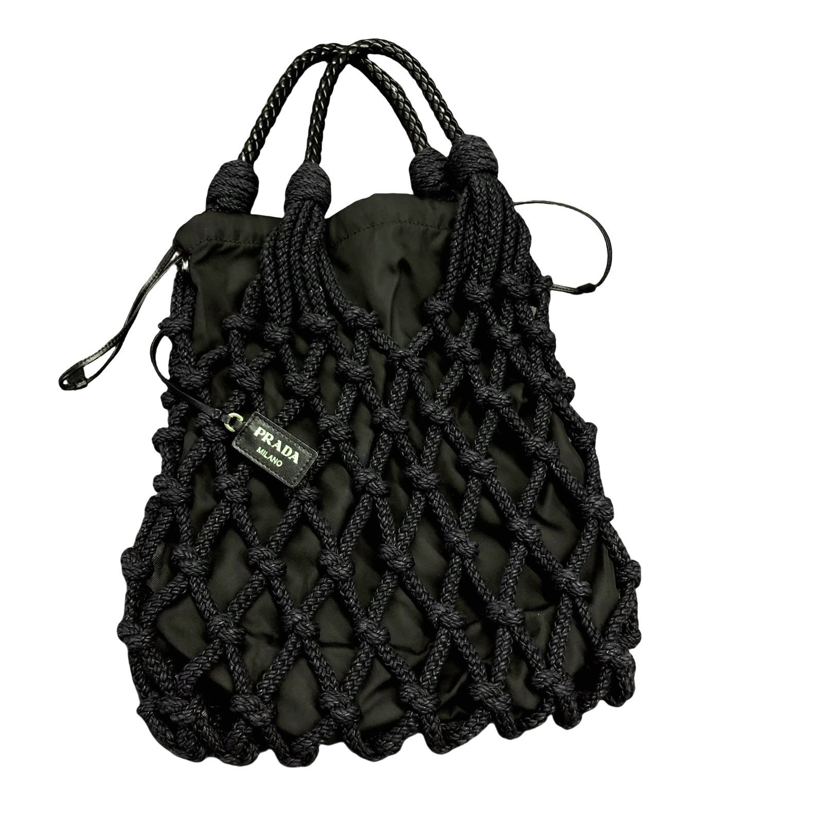 プラダ PRADA ナイロンバッグ フィッシュネット コード メッシュ 黒系