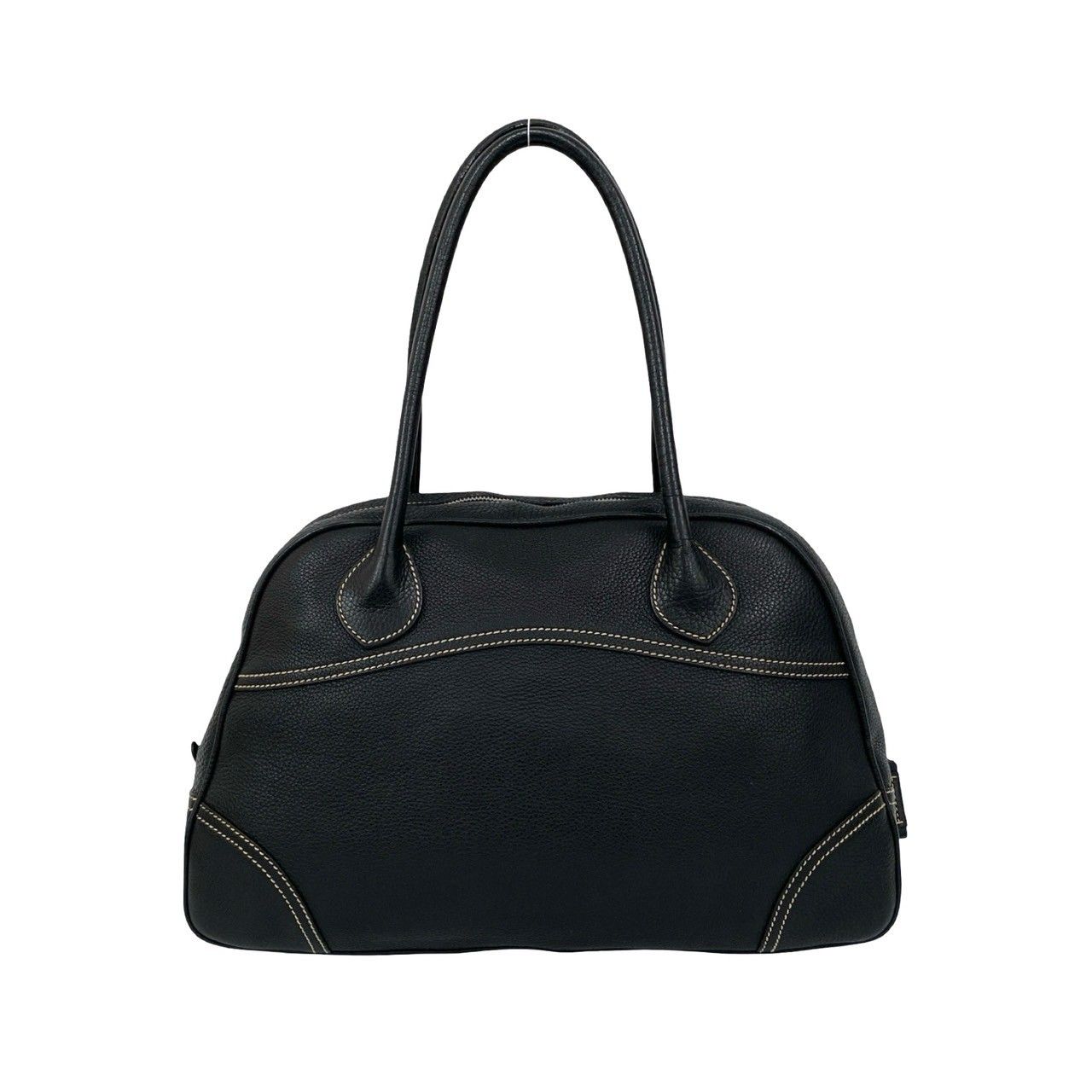 極 美品 希少品 PRADA プラダ ロゴ 刻印 ステッチ レザー 本革