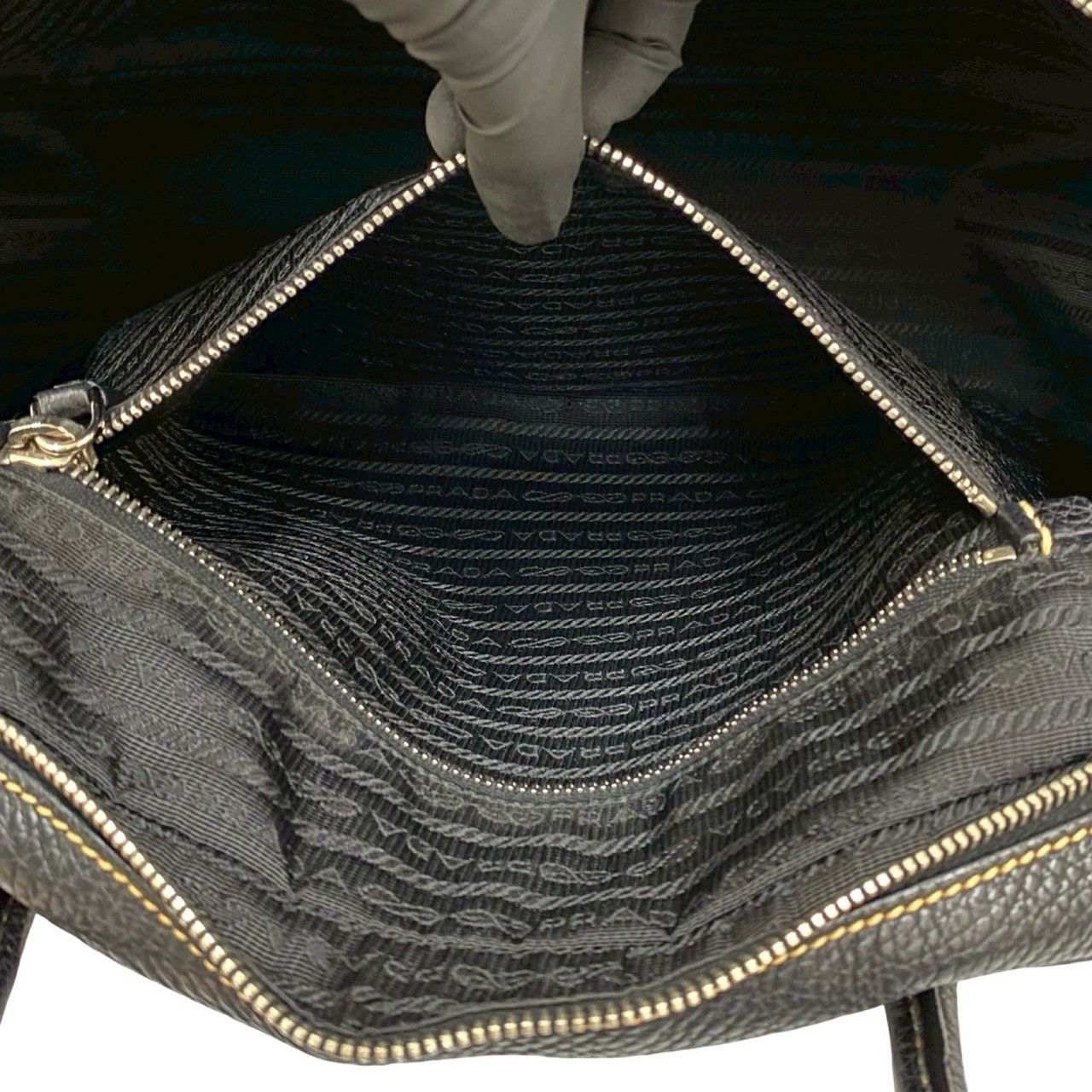 極 美品 希少品 PRADA プラダ ロゴ 刻印 ステッチ レザー 本革