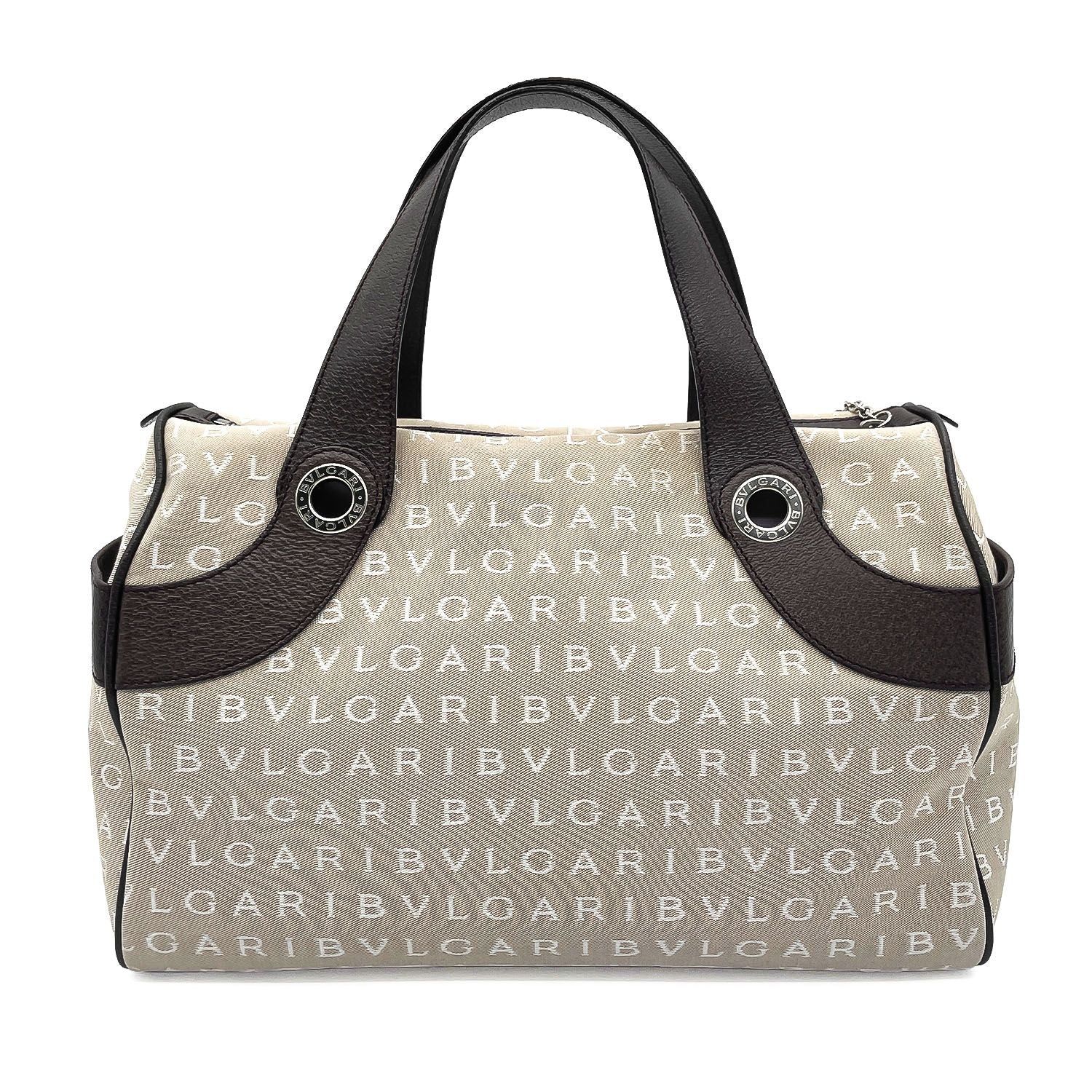 BVLGARI ブルガリ ロゴマニア キャンバス ハンドバッグ ミニボストン