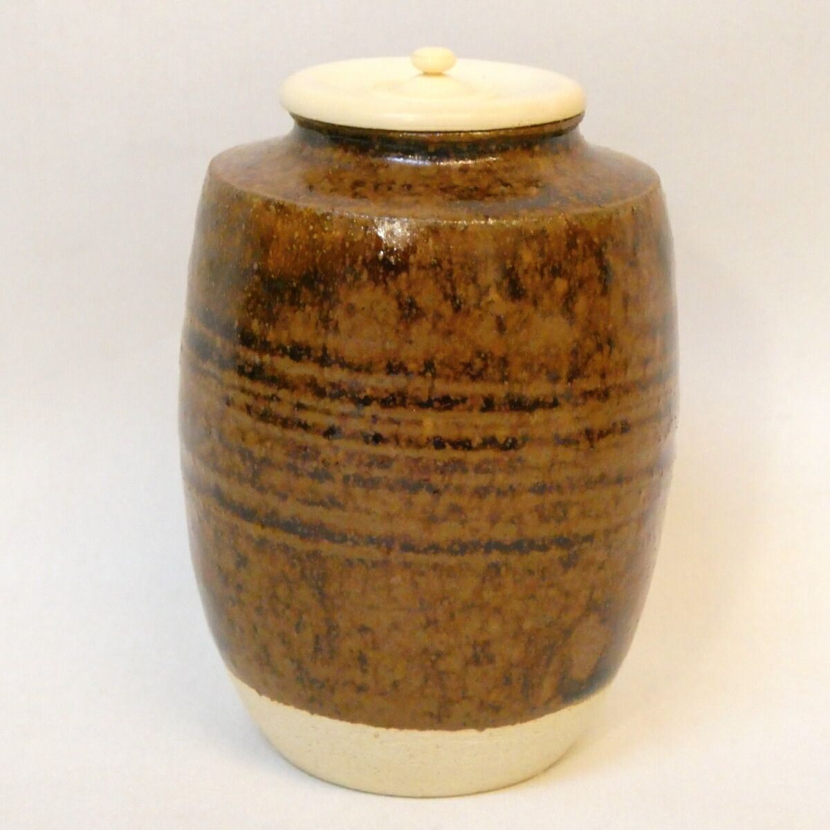 鵬雲斎宗匠御書付】山十窯 加藤光右衛門作 瀬戸 茶入 眼鏡箱 仕覆二つ