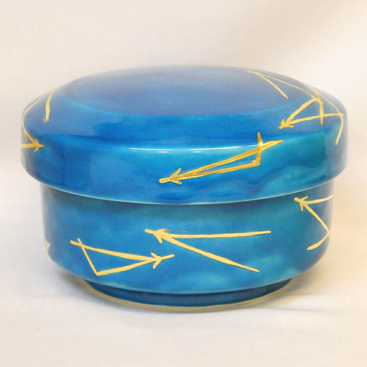 三月の特売品】万古焼 加賀瑞山作トルコ釉 松葉 喰籠 茶道具 食篭 食籠