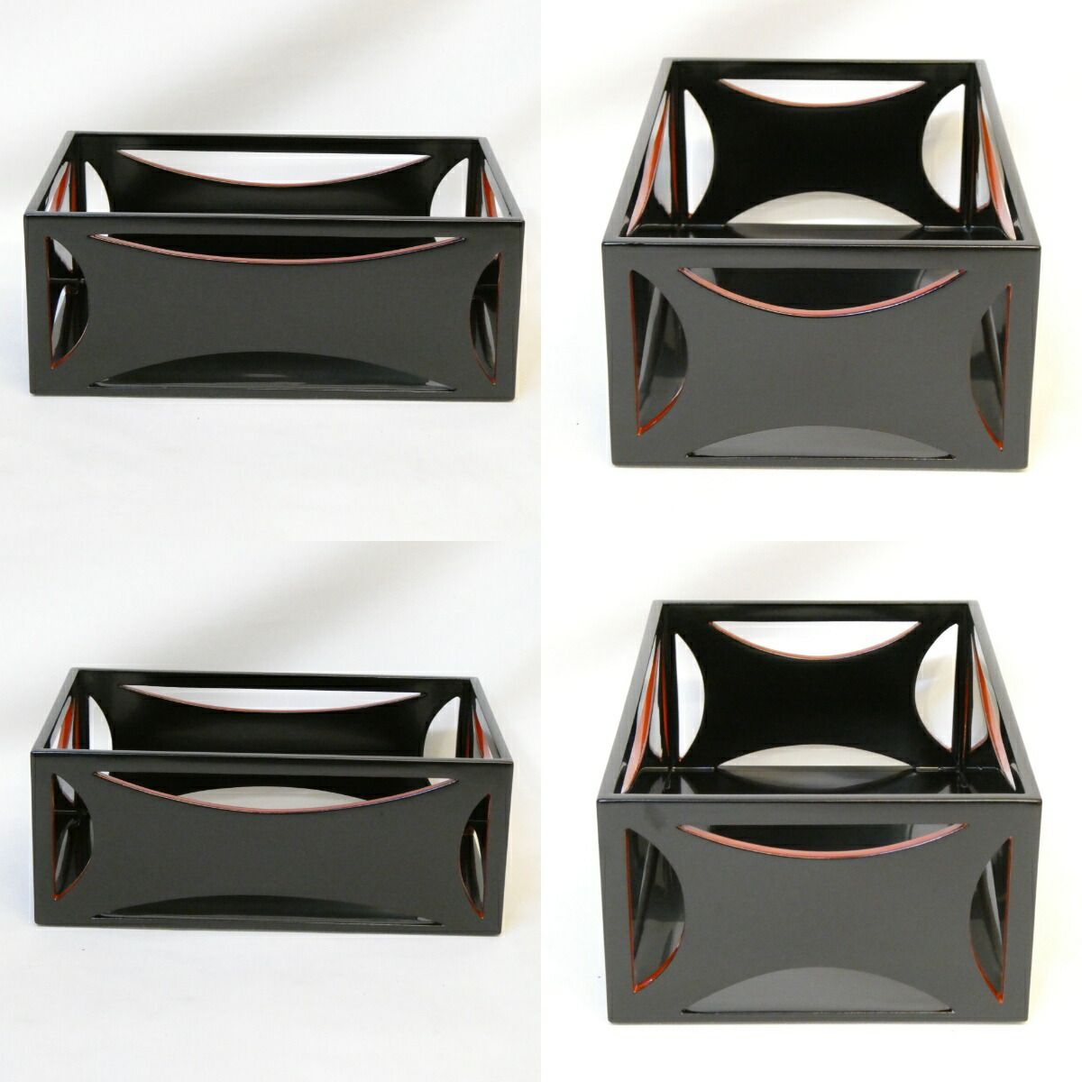 三月の特売品】山中塗 助田宗明作 黒真塗爪紅 糸巻透莨盆 茶道具 煙草