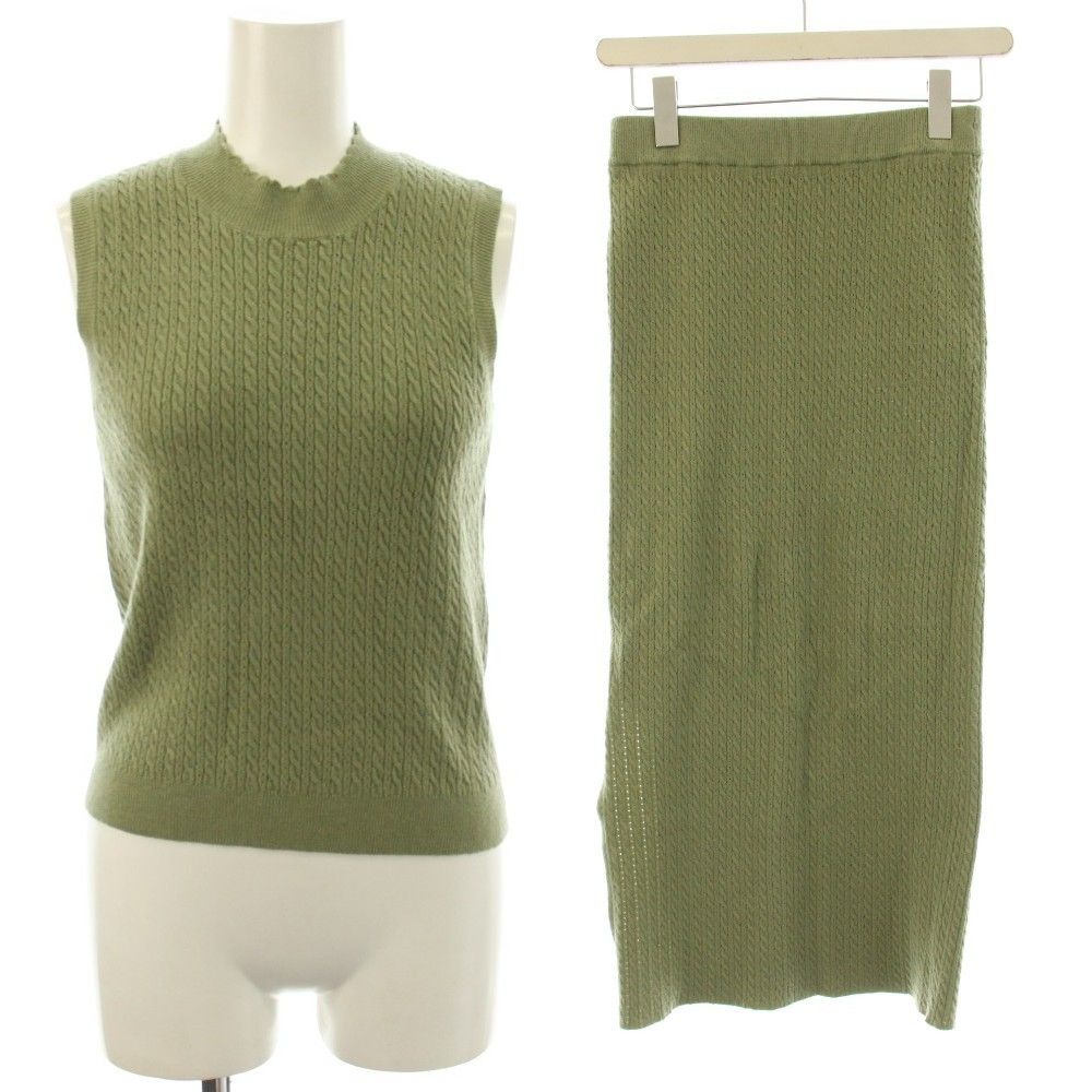 ザラ ZARA セットアップ タイトロングスカート S カーキ ノースリーブ