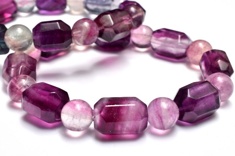 パープル フローライト 13-15x9-11(丸玉9.5)mm 原石ラフカット