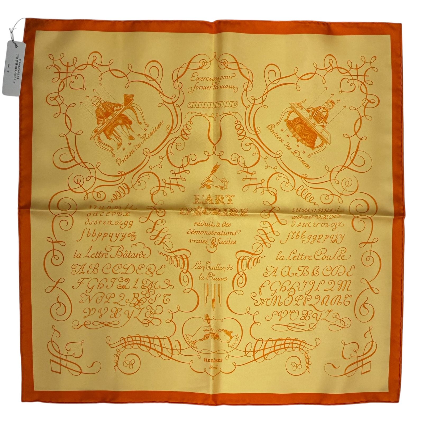 未使用品 HERMES エルメス スカーフ シルク カレ45 LART DECRIRE 書の