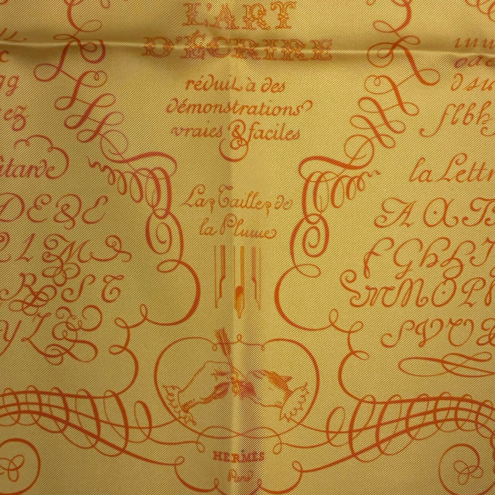 未使用品 HERMES エルメス スカーフ シルク カレ45 LART DECRIRE 書の