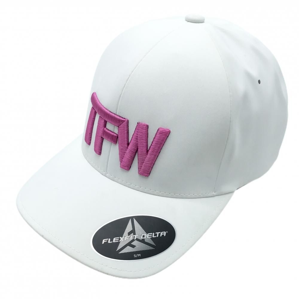 美品】TFW49 キャップ 白×ピンク 立体ロゴ 一部パンチング S/M ゴルフ