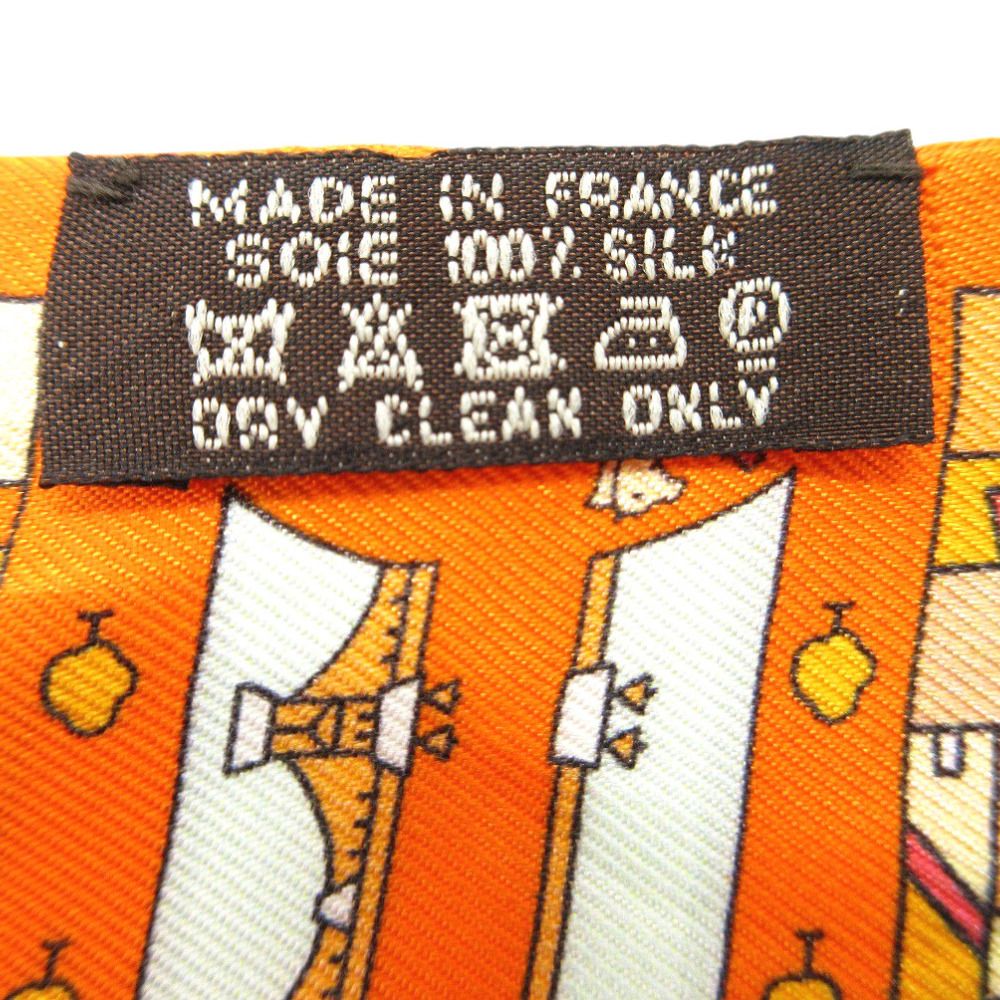 美品 エルメス ツイリー 右岸と左岸 スカーフ シルク オレンジ/マルチ