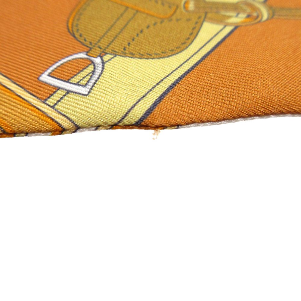 美品 エルメス ツイリー 馬勒とチャーム スカーフ シルク キャラメル