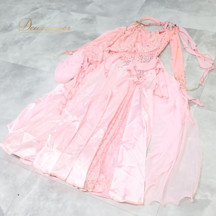 社交ダンス 衣装 スタンダードドレス ワンピース ドレス ピンク系