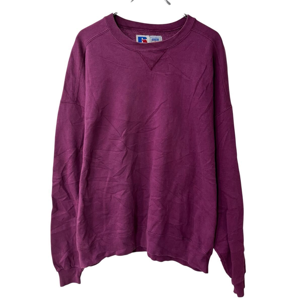 90s USA製 RUSSELL ATHLETIC 無地スウェット トレーナー XL パープル