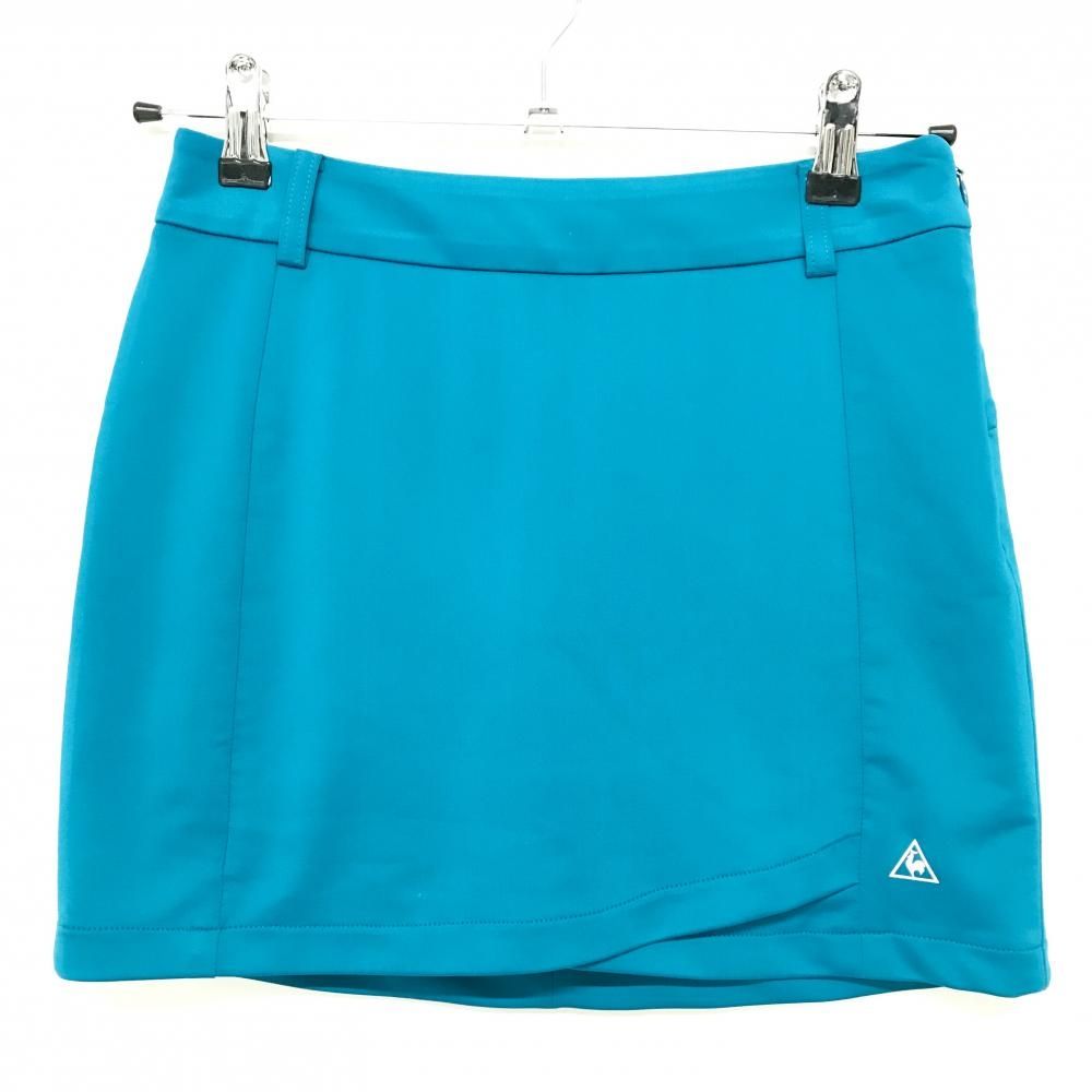 超美品】ルコックゴルフ スカート ブルーグリーン×白 ロゴ 韓国モデル