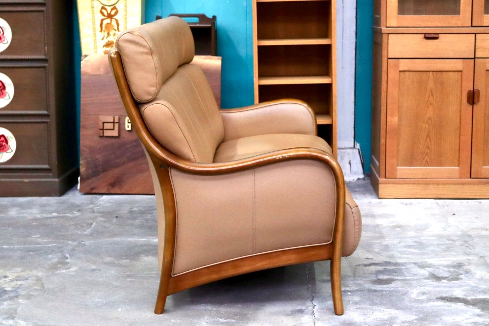  GMIK890○karimoku | カリモク Direttore ディレトーレ 3人掛けソファ トリプルソファ 長椅子 本革 国産家具 麻素材ソファベッド 2人掛け 3人掛けソファ ソファ ソファベッド