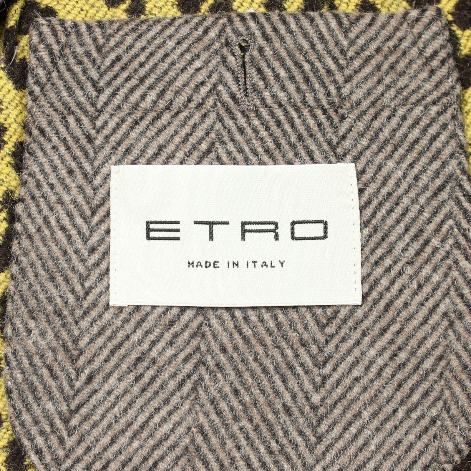 エトロ エトロ ETRO ヘリンボーン ブラウン ウール シルク チェスター 