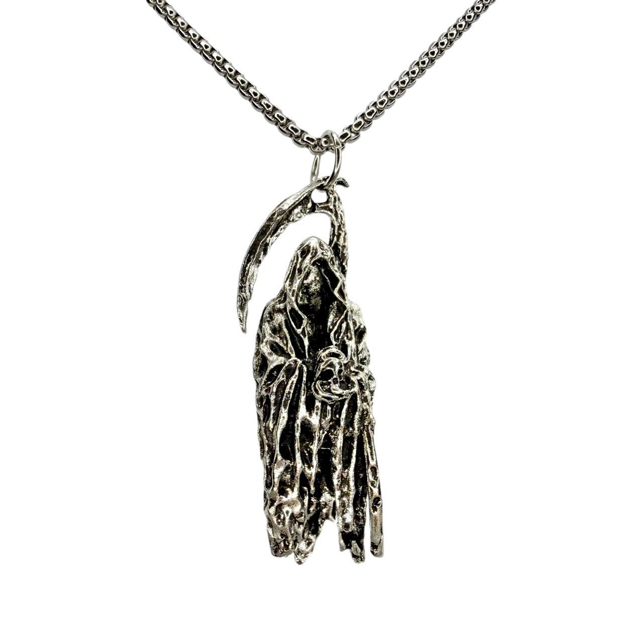 死神 ネックレス スカル 骸骨 鎌 ドクロ ホラー 闇 黒 髑髏 メンズ 鬼