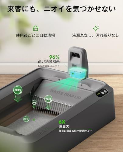PETKIT 猫 トイレ 自動トイレ ゆるい便が検知 スマホ管理 センサー付き