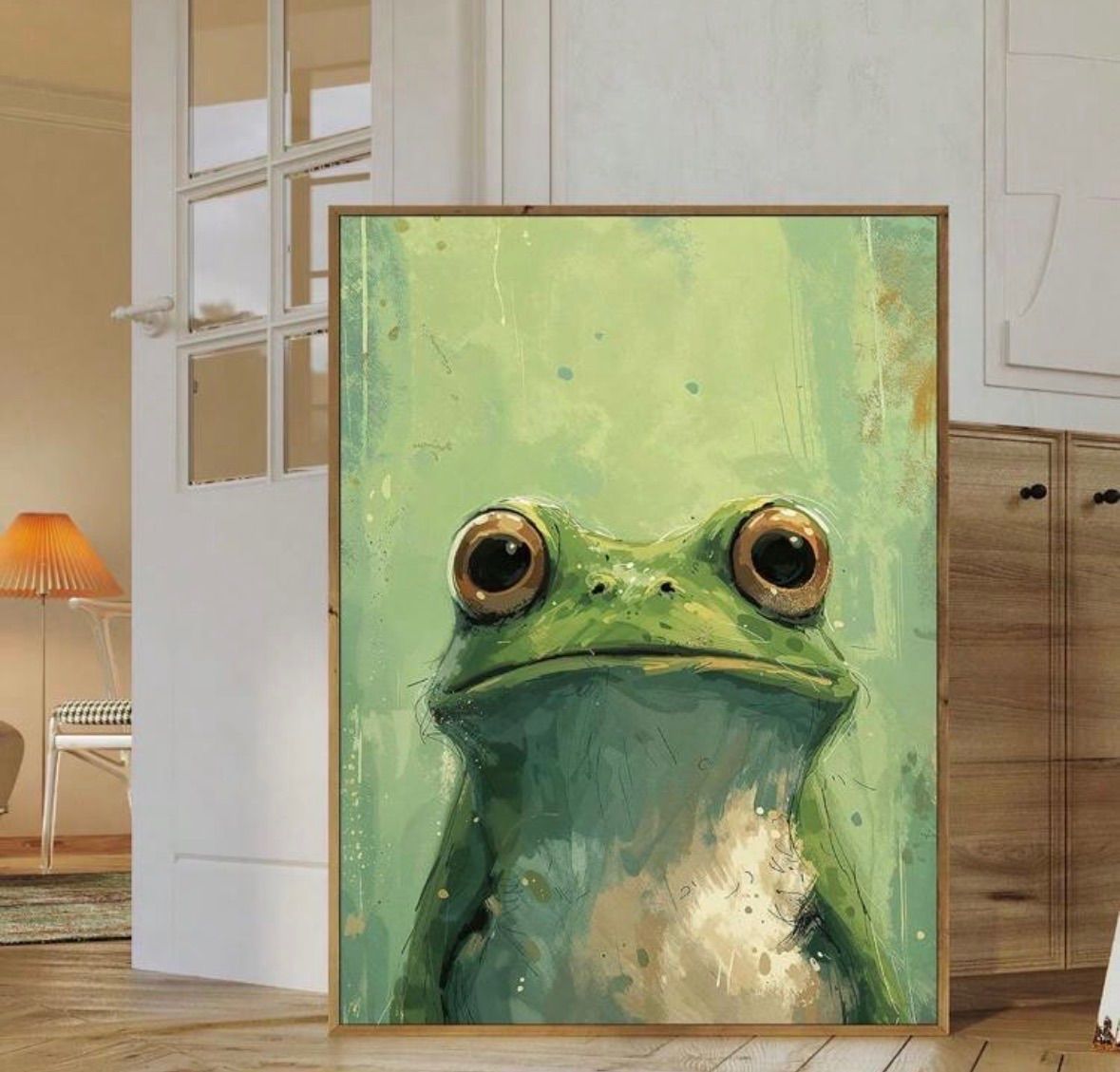 高画質】見上げるカエル キャンバスアート ポスター 30×40cm 防水 絵画