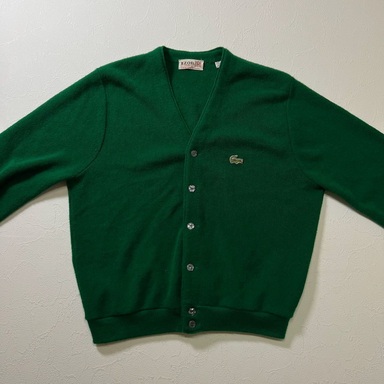 60s IZOD LACOSTE アクリル カーディガン ラコステ グリーン M 古着 