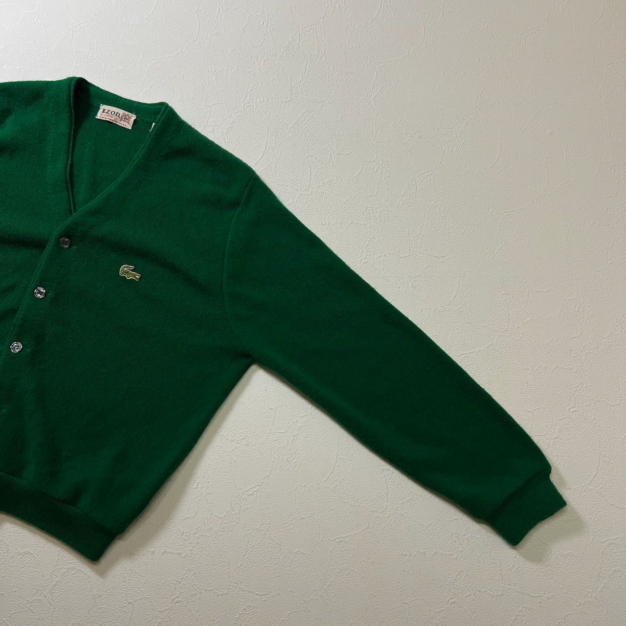 60s IZOD LACOSTE アクリル カーディガン ラコステ グリーン M 古着 