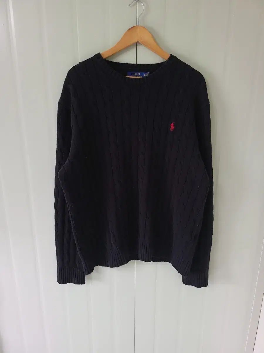 ポロラルフローレン ブラック ケーブル ニット XL ケーブルニット 