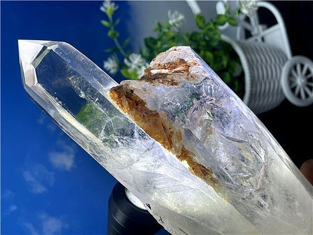 超強いパワーヒマラヤ産(藍針入り)天然水晶クラスターB89B6/250B56C