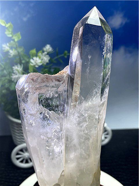 超強いパワーヒマラヤ産(藍針入り)天然水晶クラスターB89B6/250B56C