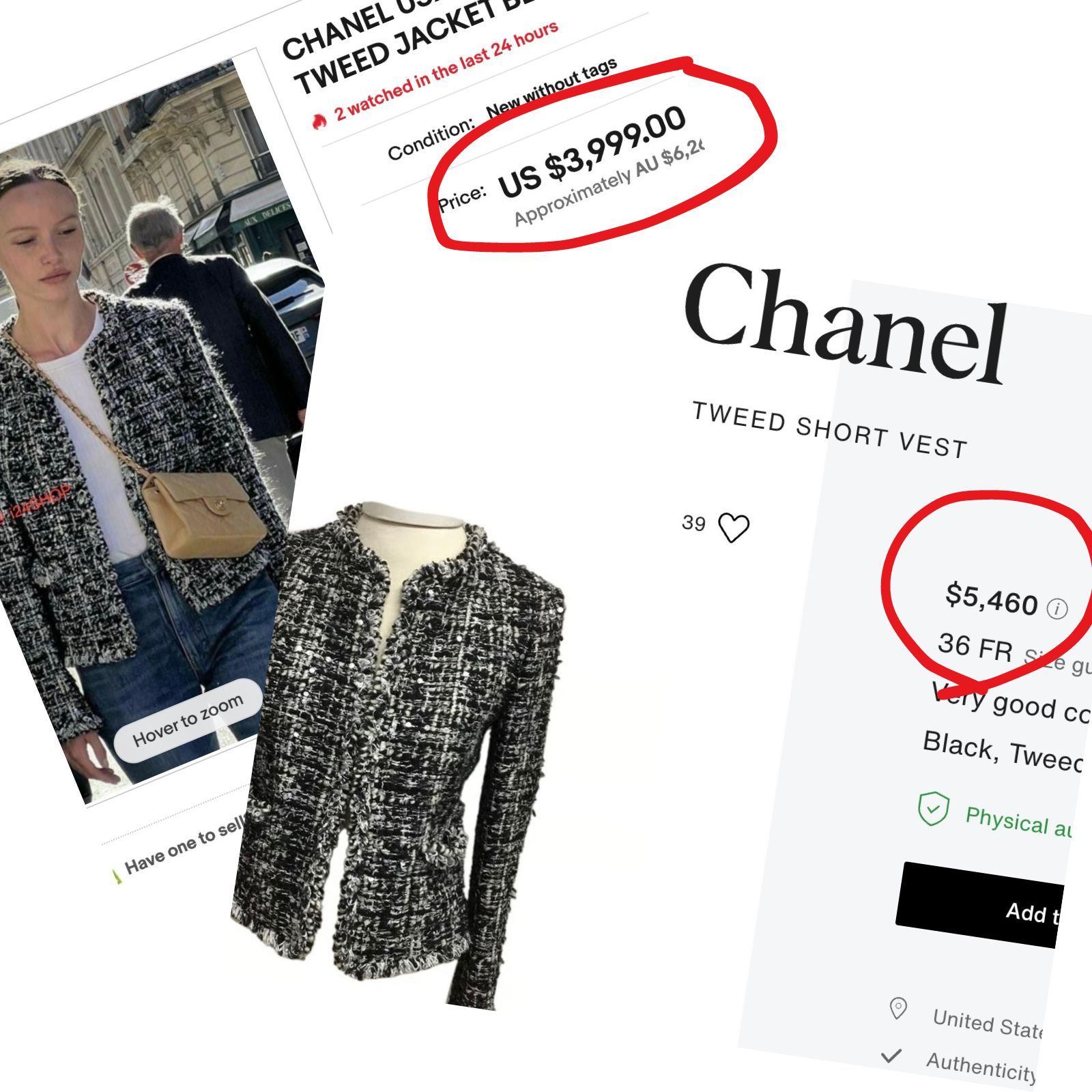 シャネル ジャケット CHANEL ホワイト ブラック ミックス ルサージュ