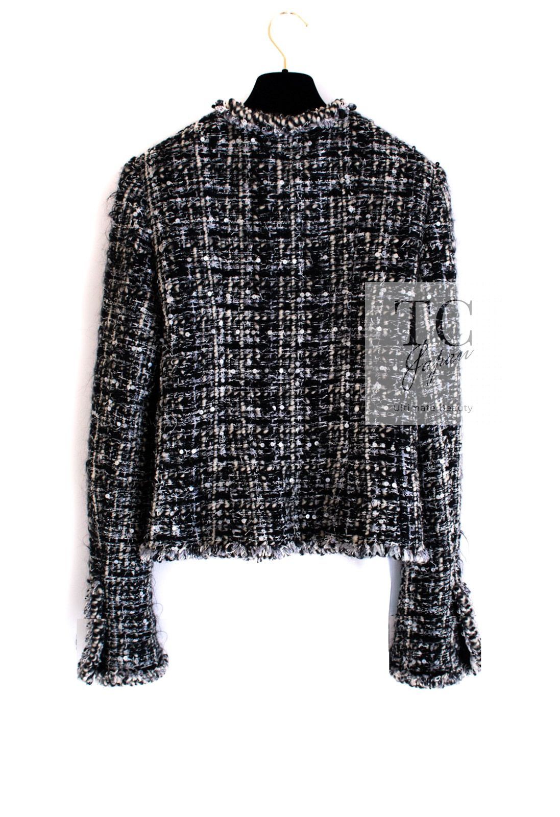 シャネル ジャケット CHANEL ホワイト ブラック ミックス ルサージュ