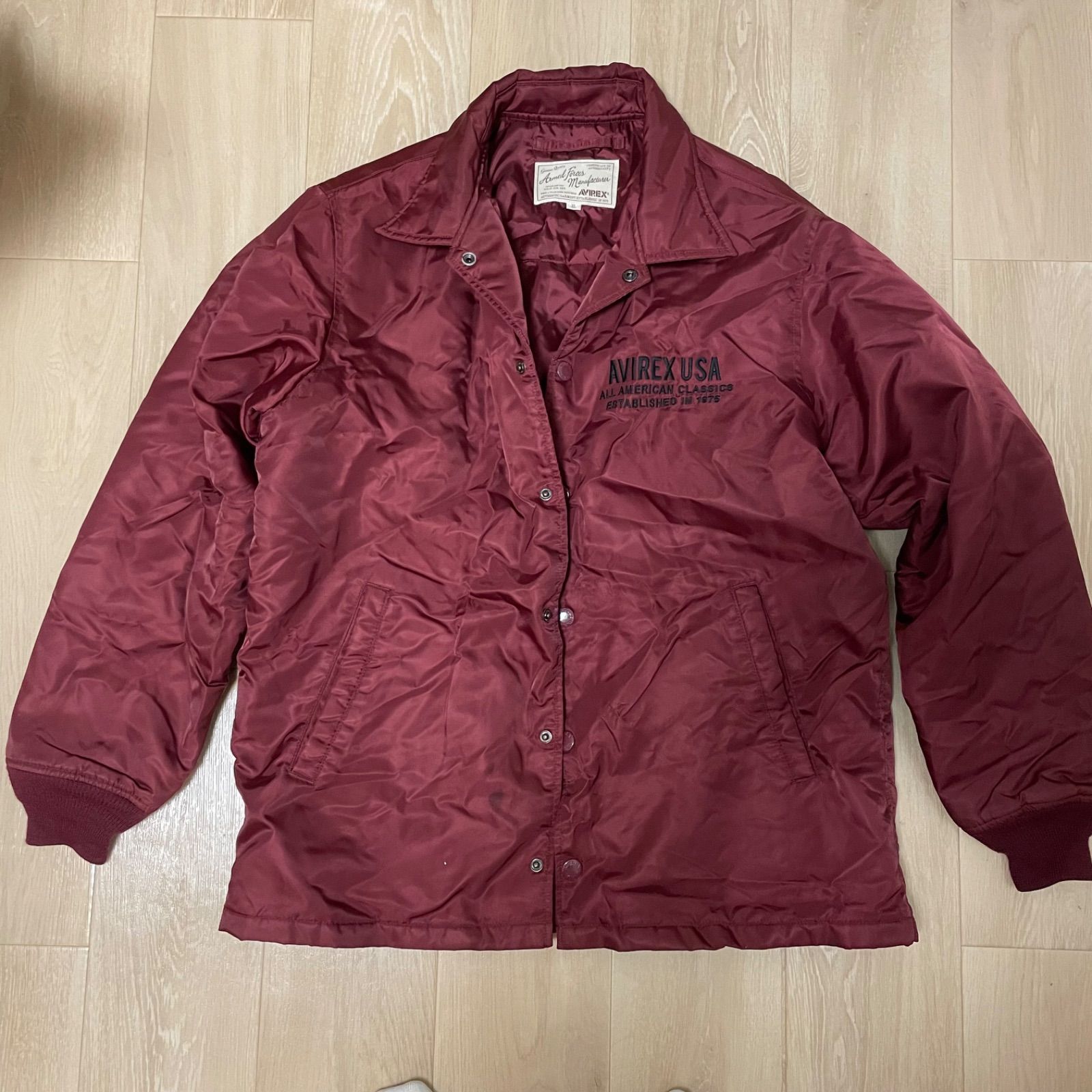 AVIREX USA コーチジャケット XL ワッペンロゴ バーガンディ ボルドー