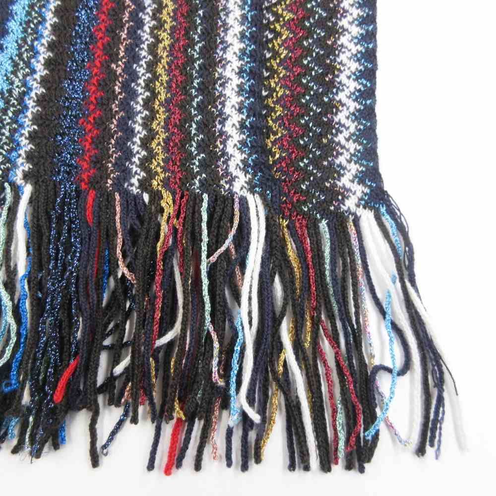 ミッソーニ MISSONI 美品 ニットポンチョ ジグザグ柄 ラメ グリッター