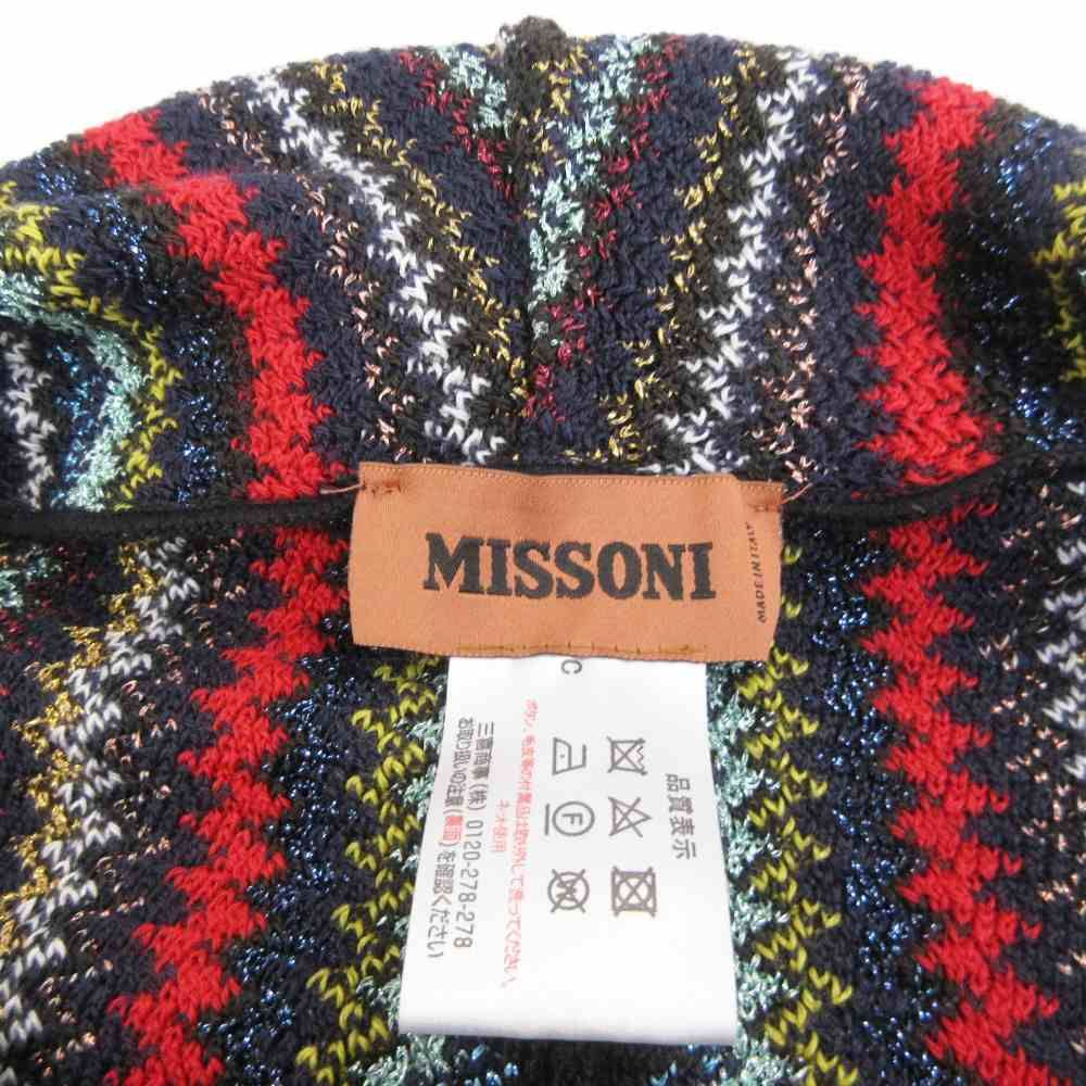 ミッソーニ MISSONI 美品 ニットポンチョ ジグザグ柄 ラメ グリッター